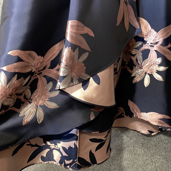 Navy & pink asymmetrical floral high low gown, women 4 - Picture 5 of 10